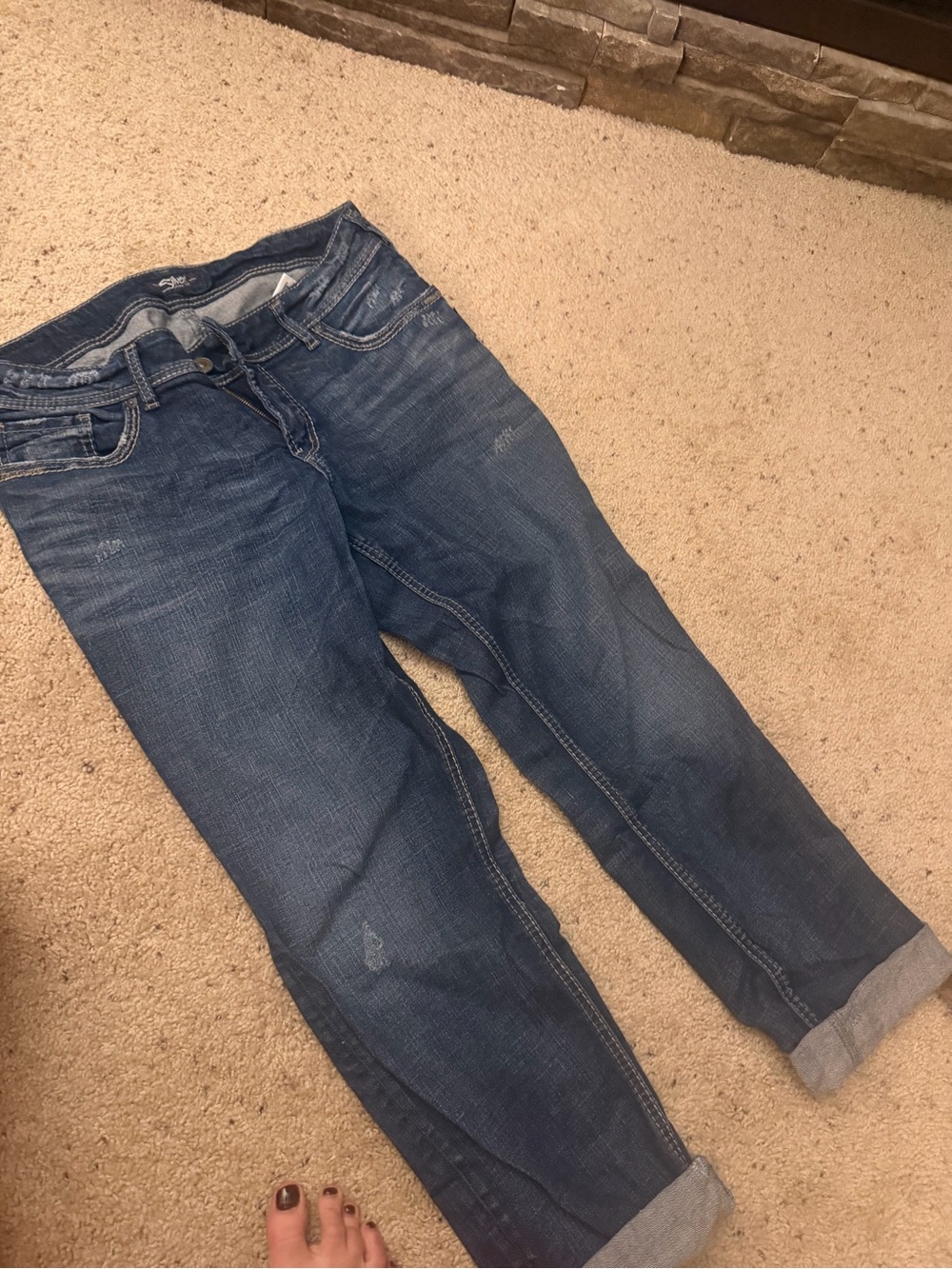 Silver Jeans Boyfriend Denim in Medium Blue Wash